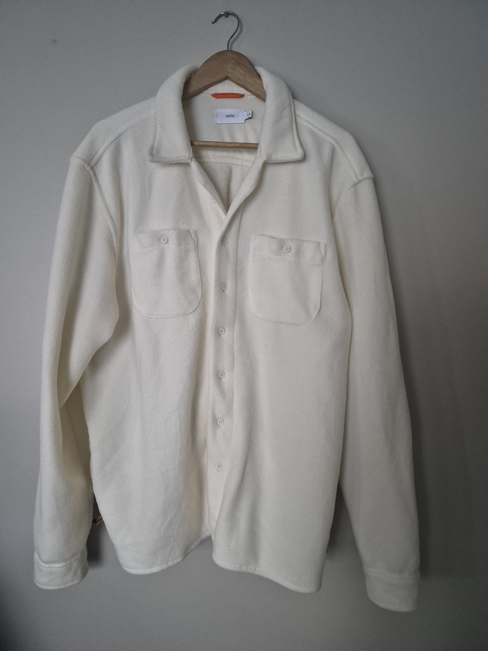 Onia Men's L Cream Fleece Overshirt Shacket Jacket 26" PTP